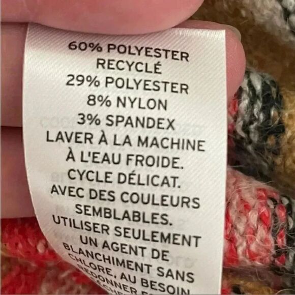 BP BLACK MARL STRIPE Button Down Red Black V-Neck Crop Cardigan Sweater XS - Picture 12 of 16